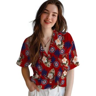 Red Washington Nationals Baseball Hawaiian Shirt - MLB Palm Tree Flower Shirt for Summer & Vacation