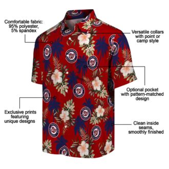 Red Washington Nationals Baseball Hawaiian Shirt - MLB Palm Tree Flower Shirt for Summer & Vacation