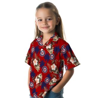 Red Washington Nationals Baseball Hawaiian Shirt - MLB Palm Tree Flower Shirt for Summer & Vacation