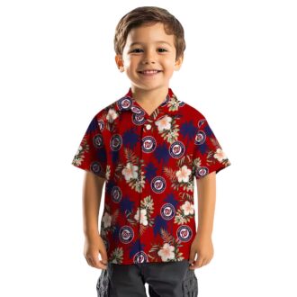 Red Washington Nationals Baseball Hawaiian Shirt - MLB Palm Tree Flower Shirt for Summer & Vacation