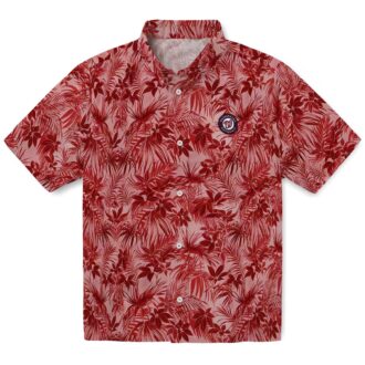 Red Washington Nationals Leafy Pattern Hawaiian Shirt - MLB Baseball Fan Vacation Shirt 2025