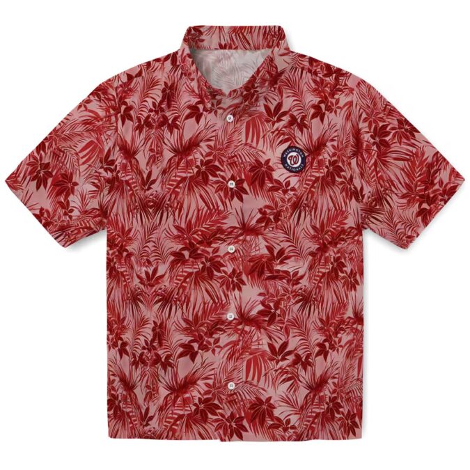 Red Washington Nationals Leafy Pattern Hawaiian Shirt - MLB Baseball Fan Vacation Shirt 2025
