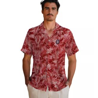 Red Washington Nationals Leafy Pattern Hawaiian Shirt - MLB Baseball Fan Vacation Shirt 2025