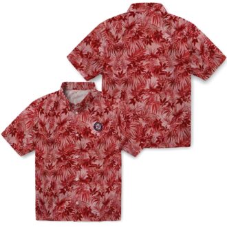 Red Washington Nationals Leafy Pattern Hawaiian Shirt - MLB Baseball Fan Vacation Shirt 2025
