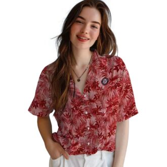 Red Washington Nationals Leafy Pattern Hawaiian Shirt - MLB Baseball Fan Vacation Shirt 2025
