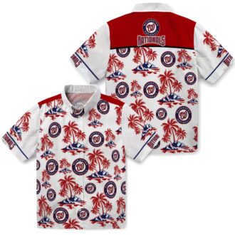 Red White Washington Nationals Hawaiian Shirt - Palm Island Print MLB Fan Gear for Summer
