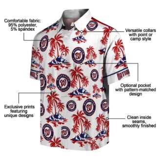 Red White Washington Nationals Hawaiian Shirt - Palm Island Print MLB Fan Gear for Summer