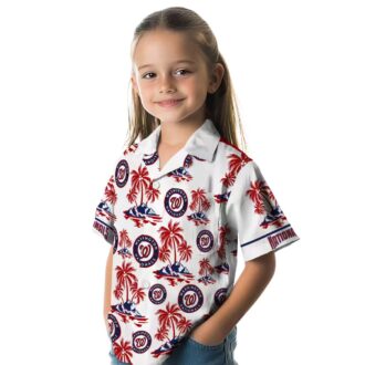Red White Washington Nationals Hawaiian Shirt - Palm Island Print MLB Fan Gear for Summer