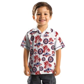 Red White Washington Nationals Hawaiian Shirt - Palm Island Print MLB Fan Gear for Summer