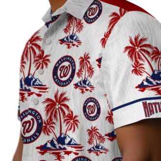 Red White Washington Nationals Hawaiian Shirt - Palm Island Print MLB Fan Gear for Summer