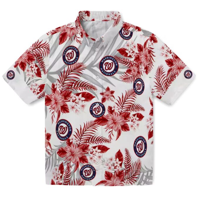 Summer Aloha Washington Nationals Hawaiian Shirt - Red White Palm Leaves MLB Fan Apparel