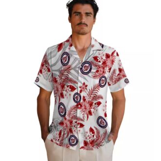 Summer Aloha Washington Nationals Hawaiian Shirt - Red White Palm Leaves MLB Fan Apparel