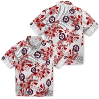 Summer Aloha Washington Nationals Hawaiian Shirt - Red White Palm Leaves MLB Fan Apparel