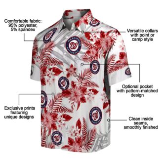 Summer Aloha Washington Nationals Hawaiian Shirt - Red White Palm Leaves MLB Fan Apparel