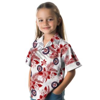 Summer Aloha Washington Nationals Hawaiian Shirt - Red White Palm Leaves MLB Fan Apparel