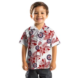 Summer Aloha Washington Nationals Hawaiian Shirt - Red White Palm Leaves MLB Fan Apparel