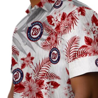 Summer Aloha Washington Nationals Hawaiian Shirt - Red White Palm Leaves MLB Fan Apparel
