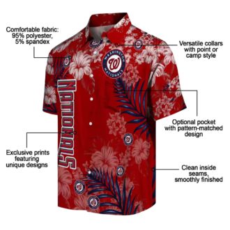 Tropical Washington Nationals Hawaiian Shirt - Red Hibiscus MLB Fan Shirt for Summer