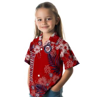 Tropical Washington Nationals Hawaiian Shirt - Red Hibiscus MLB Fan Shirt for Summer