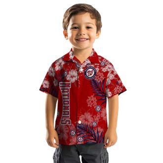 Tropical Washington Nationals Hawaiian Shirt - Red Hibiscus MLB Fan Shirt for Summer