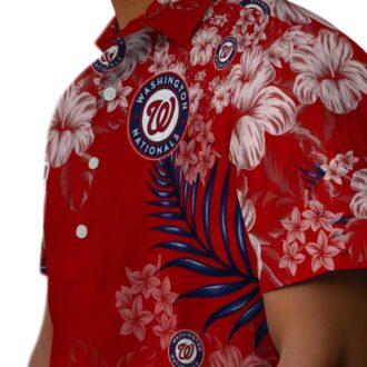 Tropical Washington Nationals Hawaiian Shirt - Red Hibiscus MLB Fan Shirt for Summer