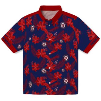 Washington Nationals Blue Hawaiian Shirt with Botanical Print - Personalized Tropical Fan Gear for USA