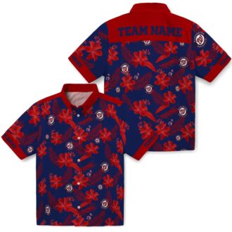 Washington Nationals Blue Hawaiian Shirt with Botanical Print - Personalized Tropical Fan Gear for USA