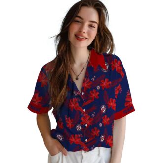 Washington Nationals Blue Hawaiian Shirt with Botanical Print - Personalized Tropical Fan Gear for USA