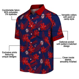 Washington Nationals Blue Hawaiian Shirt with Botanical Print - Personalized Tropical Fan Gear for USA