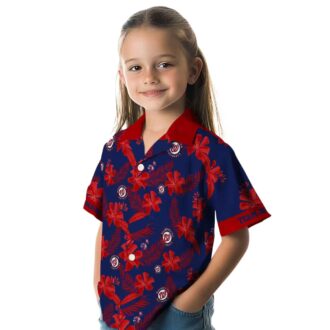 Washington Nationals Blue Hawaiian Shirt with Botanical Print - Personalized Tropical Fan Gear for USA