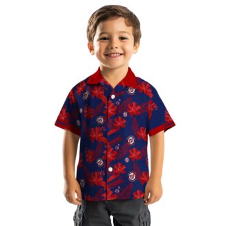 Washington Nationals Blue Hawaiian Shirt with Botanical Print - Personalized Tropical Fan Gear for USA