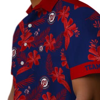 Washington Nationals Blue Hawaiian Shirt with Botanical Print - Personalized Tropical Fan Gear for USA