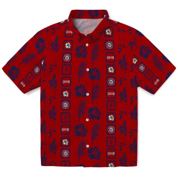 Washington Nationals Framed Floral Hawaiian Shirt - Summer MLB Team Shirt for Baseball Fans