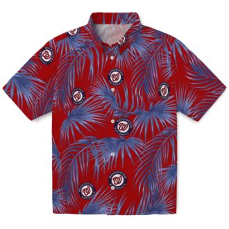Washington Nationals MLB Fan Hawaiian Shirt - Red Tropical Leafy Palms Shirt for Beach & Summer Party