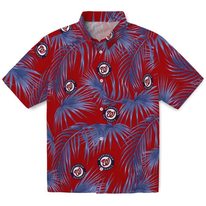 Washington Nationals MLB Fan Hawaiian Shirt - Red Tropical Leafy Palms Shirt for Beach & Summer Party