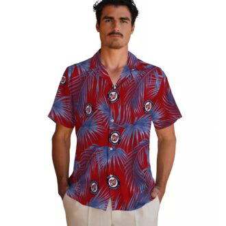 Washington Nationals MLB Fan Hawaiian Shirt - Red Tropical Leafy Palms Shirt for Beach & Summer Party