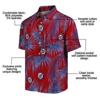 Washington Nationals MLB Fan Hawaiian Shirt - Red Tropical Leafy Palms Shirt for Beach & Summer Party