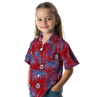Washington Nationals MLB Fan Hawaiian Shirt - Red Tropical Leafy Palms Shirt for Beach & Summer Party