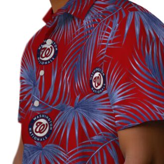 Washington Nationals MLB Fan Hawaiian Shirt - Red Tropical Leafy Palms Shirt for Beach & Summer Party