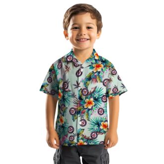 Washington Nationals MLB Summer Button Up Shirt - Men's Green Floral Beach Shirt for Game Day & Travel