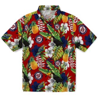 Washington Nationals MLB Tropical Hawaiian Shirt - Red Green Toucan Pattern for Summer & Vacation