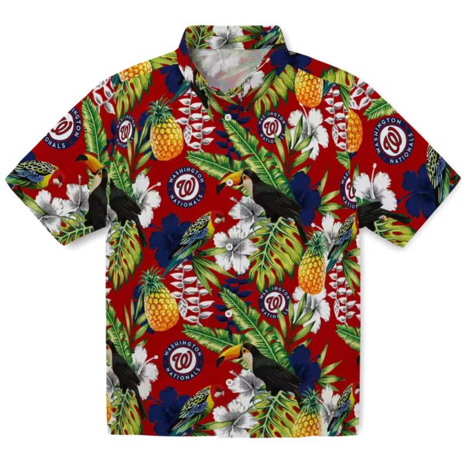 Washington Nationals MLB Tropical Hawaiian Shirt - Red Green Toucan Pattern for Summer & Vacation