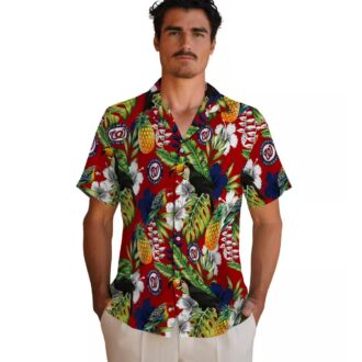 Washington Nationals MLB Tropical Hawaiian Shirt - Red Green Toucan Pattern for Summer & Vacation