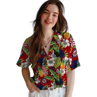 Washington Nationals MLB Tropical Hawaiian Shirt - Red Green Toucan Pattern for Summer & Vacation