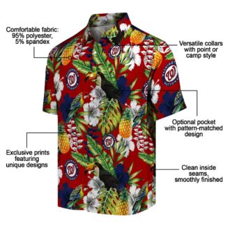 Washington Nationals MLB Tropical Hawaiian Shirt - Red Green Toucan Pattern for Summer & Vacation