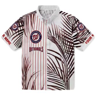 Washington Nationals Palm Stripes Hawaiian Shirt - MLB Team Tropical Summer Shirt for Fans