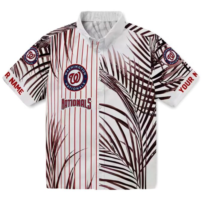 Washington Nationals Palm Stripes Hawaiian Shirt - MLB Team Tropical Summer Shirt for Fans