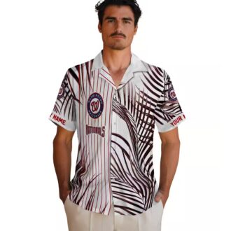 Washington Nationals Palm Stripes Hawaiian Shirt - MLB Team Tropical Summer Shirt for Fans