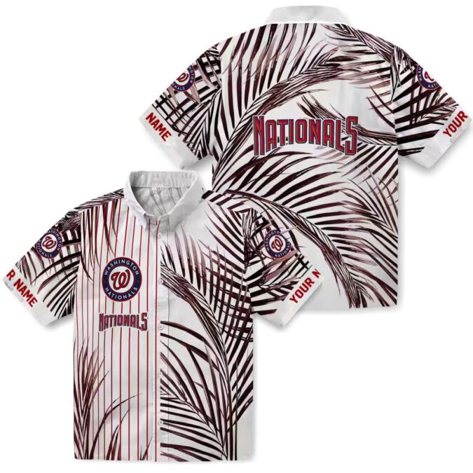 Washington Nationals Palm Stripes Hawaiian Shirt - MLB Team Tropical Summer Shirt for Fans