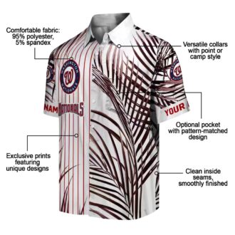 Washington Nationals Palm Stripes Hawaiian Shirt - MLB Team Tropical Summer Shirt for Fans
